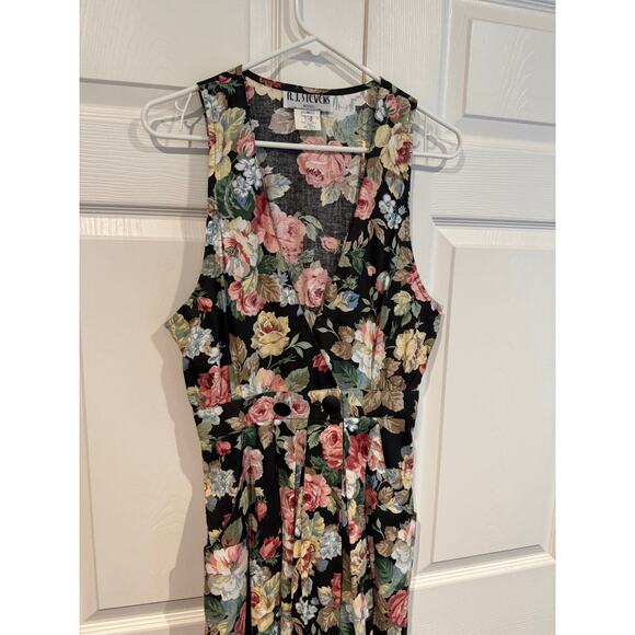 Vintage 90's R.J. Stevens floral sleeveless Maxi Dress Pockets Cottagecore - Picture 2 of 8